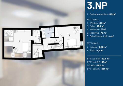 Činžovní dům 370 m², Slaný — půdorys 4