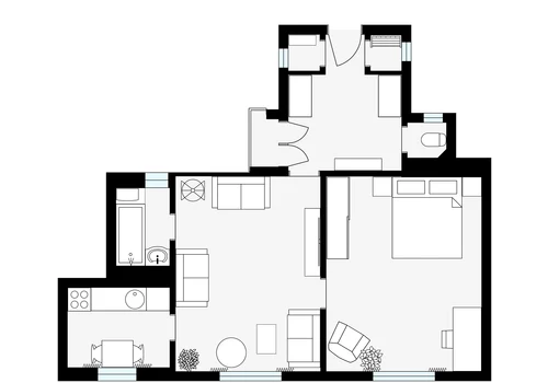 Byt 2+1, 61 m², Přístavní, Praha — Holešovice — půdorys 1